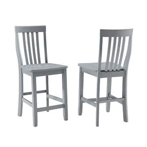 School House 41 in. Gray Slat Back Wood Counter Height Bar Stool (Set of 2)