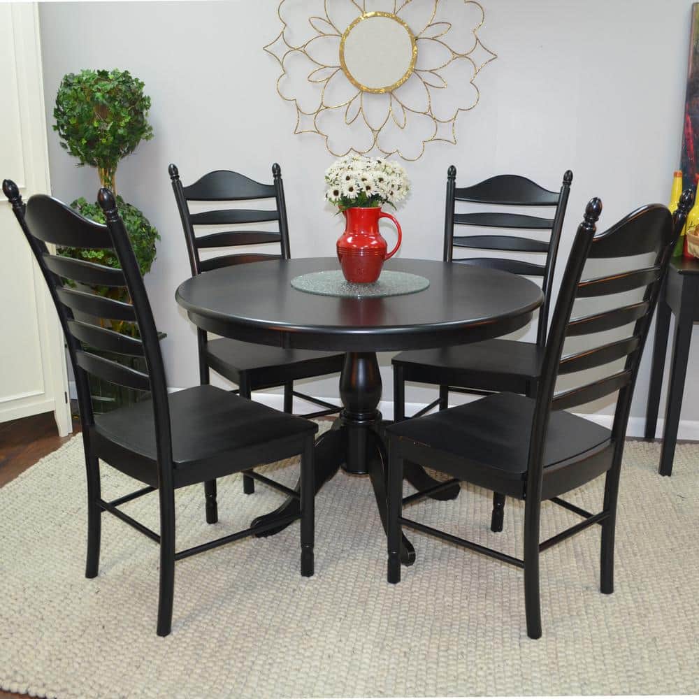 Fairview Antique Black 42" Round Pedestal Wood Dining Table