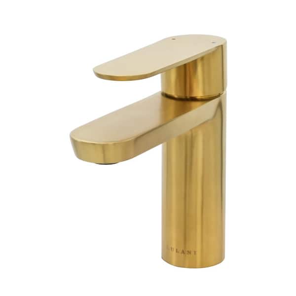 Yasawa Collection. Single Hole Single-Handle Bathroom Faucet in Brushed Gold finish