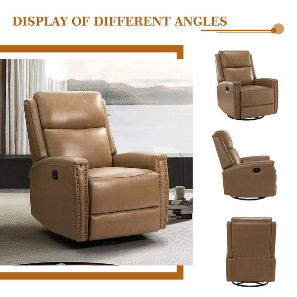 JAYDEN CREATION Joseph Genuine BEIGE Leather Swivel Manual