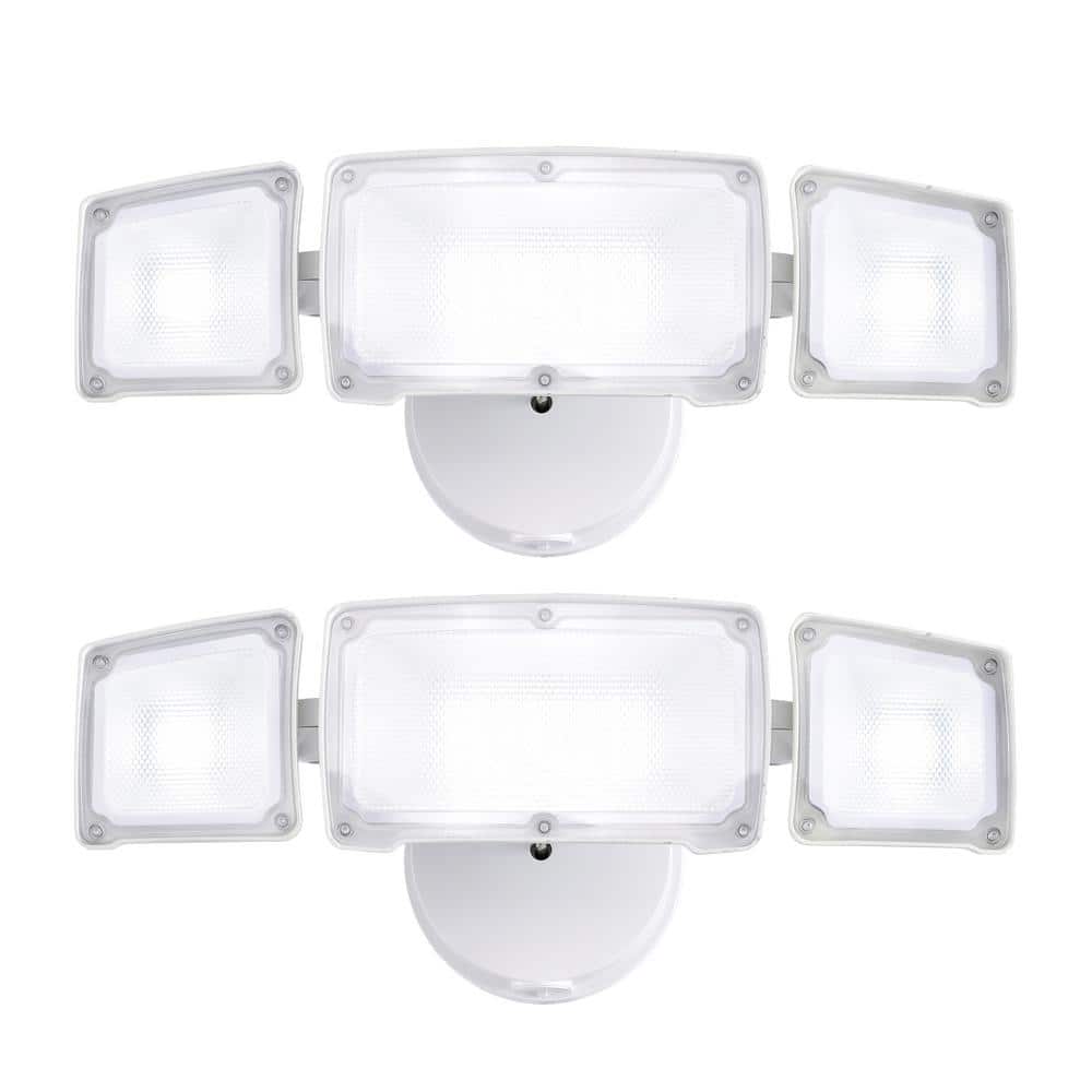 White 40W 5000K Daylight 3800 Lumen Outdoor 3-Head Integrated LED Security Flood Light 2-Pack price history on PriceWatchPro