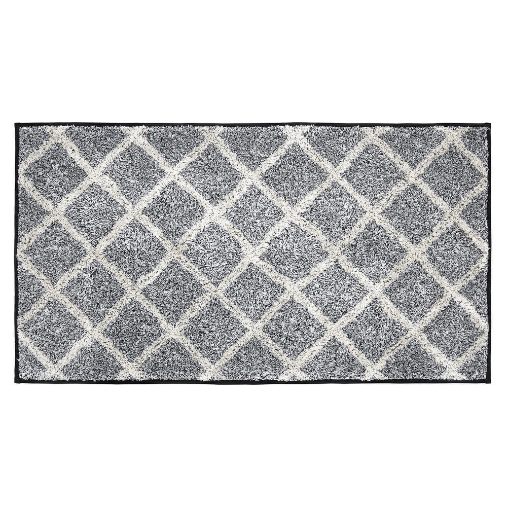 Burlap high quality Natural w/ Black Check Bathmat 27x48