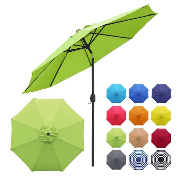 9 ft. Steel 8-Rid Market Crank and Tilt Patio Umbrella in Lime Green