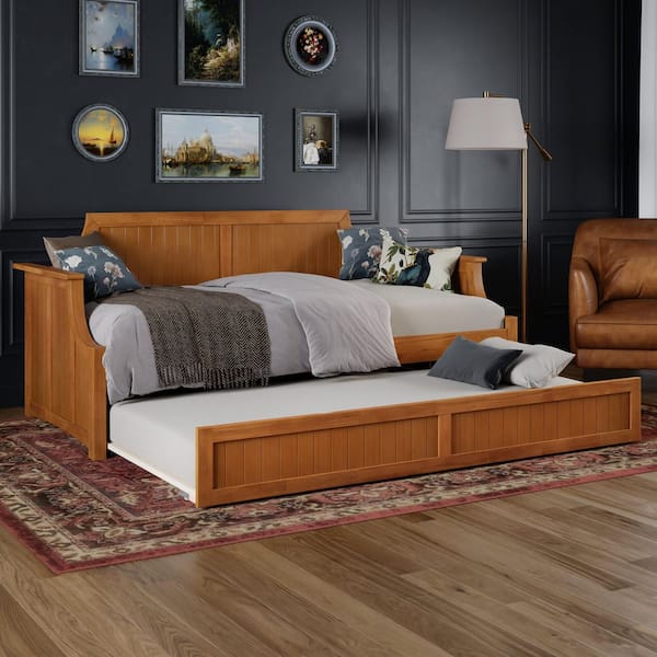 AFI Cambridge Light Toffee Natural Bronze Twin Solid Wood Daybed with Twin Trundle