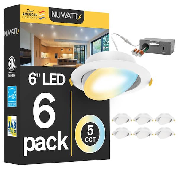 6 in. Canless 2700K-5000K 5 CCT New Construction Integrated LED Recessed Light Kit in White(6-Pack)
