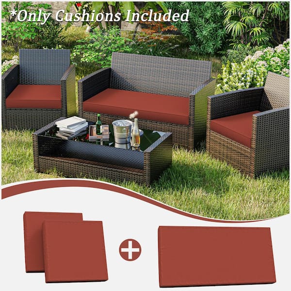 36 in. x 18 in. (3-Piece) Outdoor Patio Replacement Seat Cushions Fit for Loveseat Lounge Chair Furniture