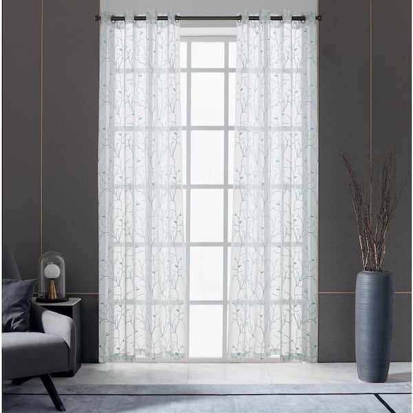 Lyndale Decor Tess 54 in.L x 52 in. W Sheer Polyester Curtain in Turquoise
