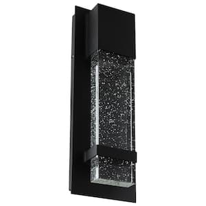 1-Light 5 in. Wide Black LED Modern Indoor Outdoor Wall Sconce with Rain Glass Panel Daylight (5000K)