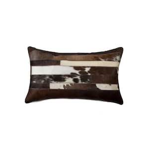 Josephine Brown Solid Color 12 in. x 20 in. Cowhide Throw Pillow