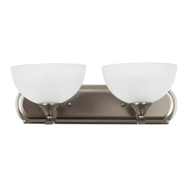Yosemite Home Decor Glacier Point Collection 2-Light Satin Nickel Bathroom Vanity Light with Ivory Cloud Glass Shade