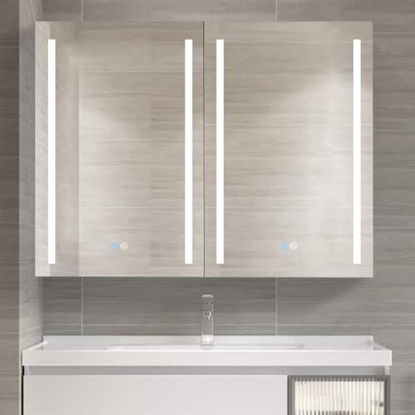 Staykiwi 40 in. W x 30 in. H Rectangular Aluminum Medicine Cabinet with Mirror