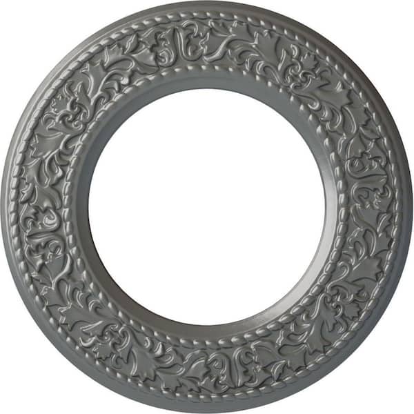 3/4 in. x 13-3/8 in. x 13-3/8 in. Polyurethane Jet Blackthorn Ceiling Medallion, Silver