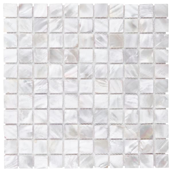 Ivy Hill Tile Mother of Pearl Silver Mist Pearl 3 in. x 6 in. Glass Floor and Wall Tile Sample