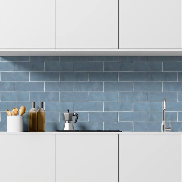 Jeffrey Court Sailboat Blue 4 In X 12, Home Depot Wall Tiles For Kitchen
