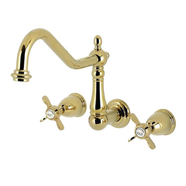 Essex 2-Handle Wall Mounted Roman Tub Faucet in Polished Brass