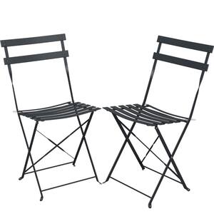 Daphne Black Metal Foldable Outdoor Dining Chair (2-Piece)