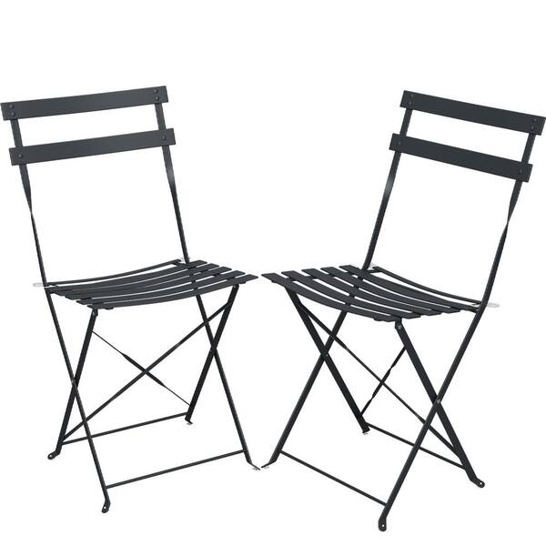 Pyramid Home Decor Daphne Black Metal Foldable Outdoor Dining Chair (2-Piece)
