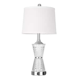 Irin 26 in. Crystal Table Lamp Set With Dual USB Ports and Built-in Outlet