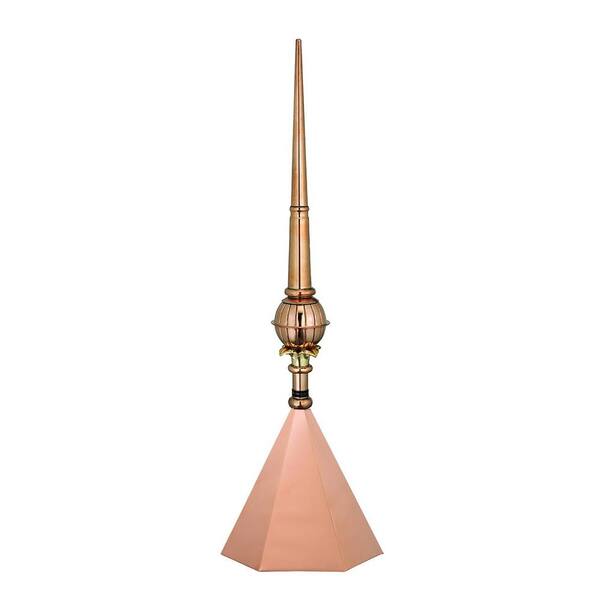 Good Directions 24 in. Single Ball Smithsonian Finial with Hexagon Finial Cap in Polished Copper