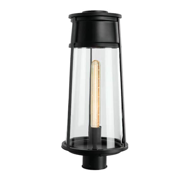 NORWELL Cone 1-Light Matte Black Outdoor Post Lantern