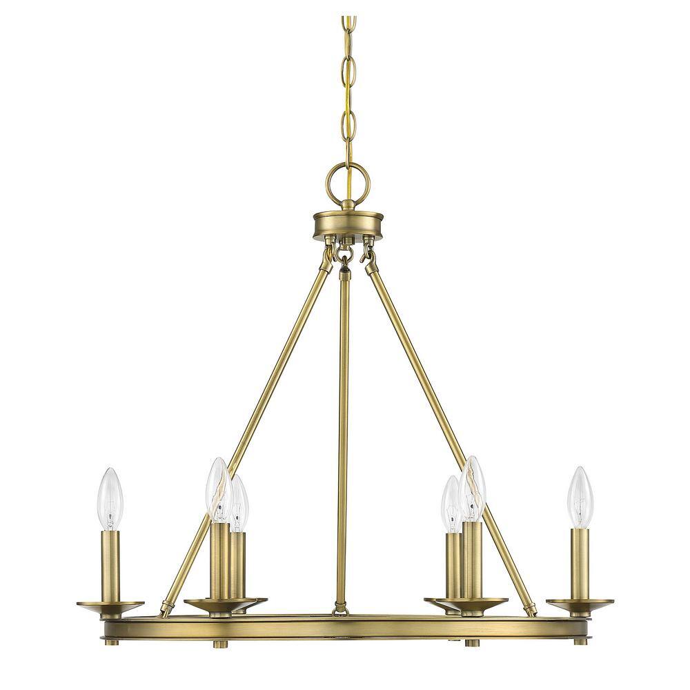 Warm Brass Farmhouse Flair 6-Light Open Hoop Chandelier
