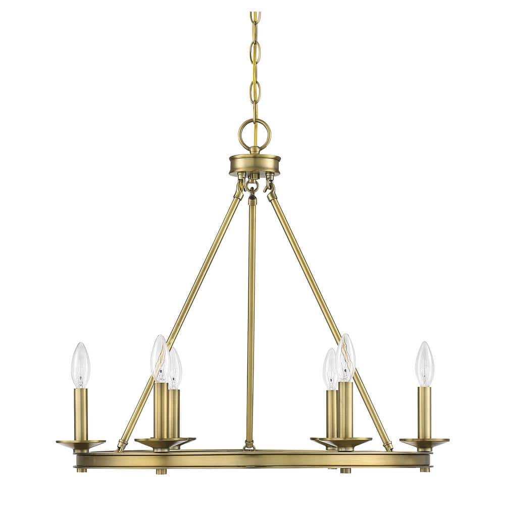 Warm Brass Farmhouse Flair 6-Light Open Hoop Chandelier