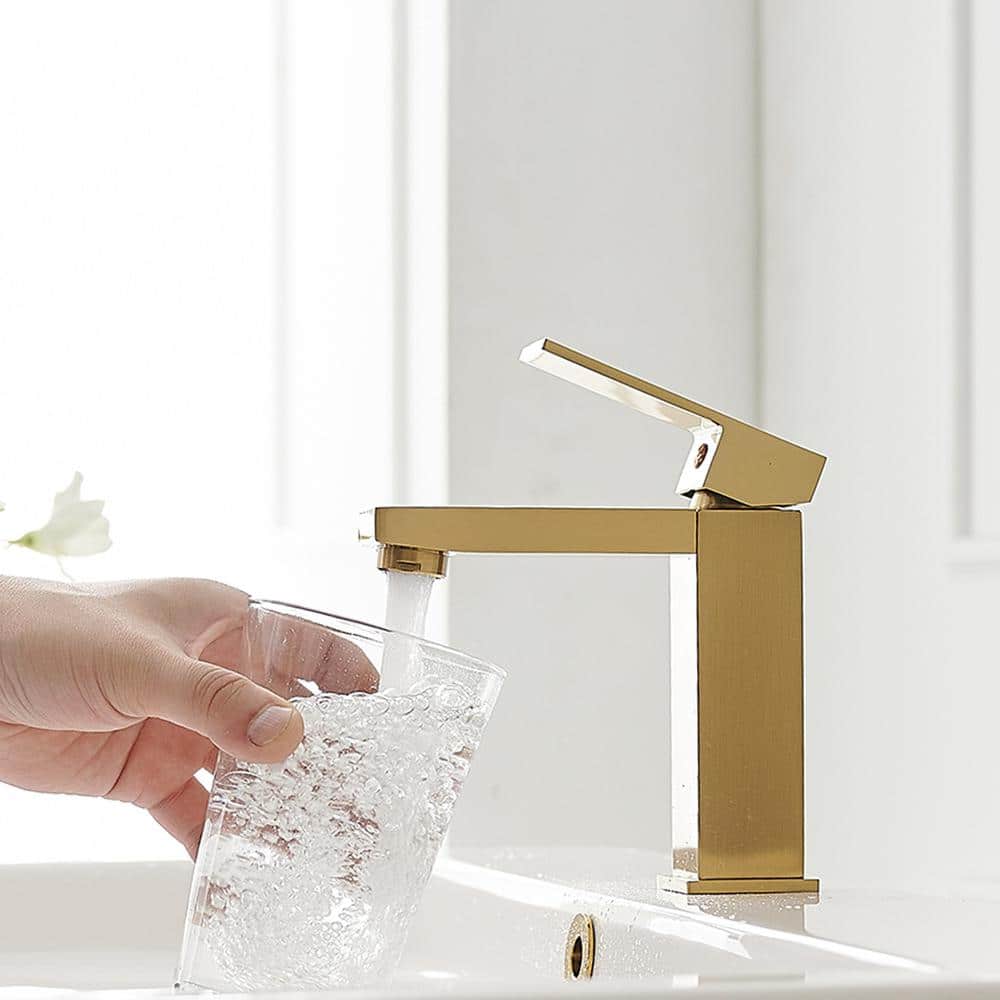 Brushed Gold Stainless Steel Single-Handle Bathroom Faucet