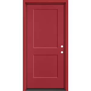 Performance Door System 36 in. x 80 in. Logan Left-Hand Inswing Red Smooth Fiberglass Prehung Front Door