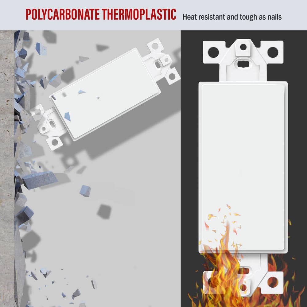 White Polycarbonate 1-Gang Standard Wall Plate Set