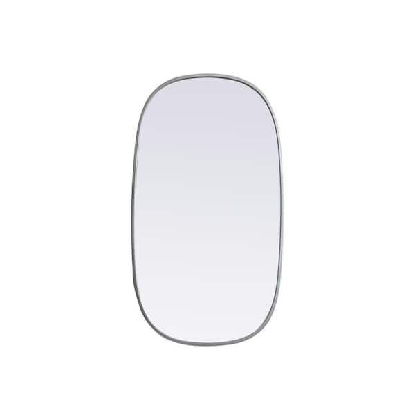 Unbranded Simply Living 20 in. W x 36 in. H Oval Metal Framed Silver Mirror