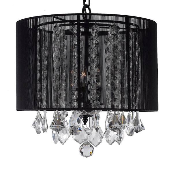 Unbranded Empress Crystal 3-Light Black Chandelier with Shade