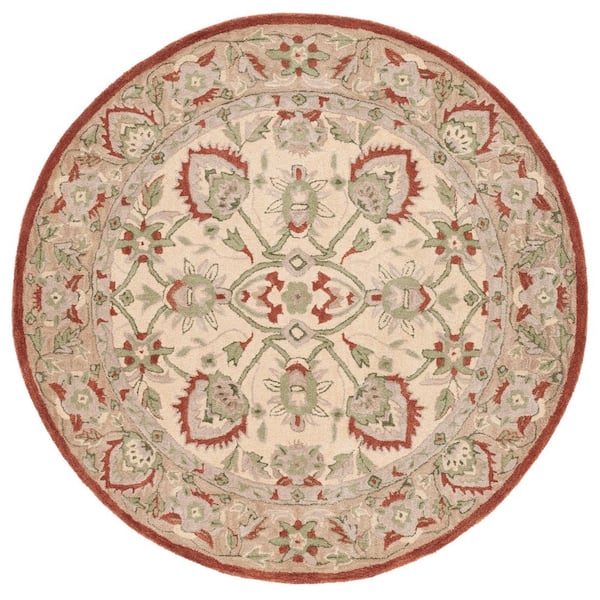 Antiquity 6 ft. x 6 ft. Rust/Ivory Forest Medallion Round Area Rug