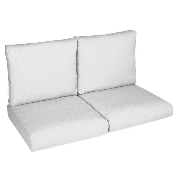 SORRA HOME 23 in. x 23.5 in. x 5 in., 4-Piece, Deep Seating Outdoor Loveseat Cushion in Sunbrella Retain Snow