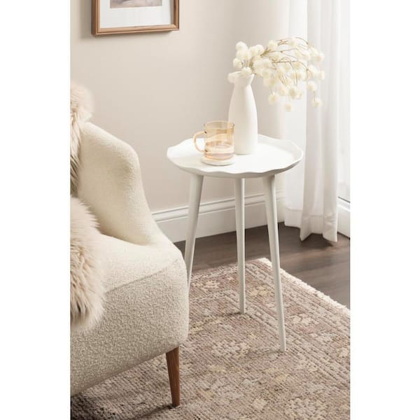 Alessia 15 in. White Round Metal End Table