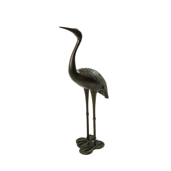 Unbranded 43 in. Tall Indoor/Outdoor Aluminum Crane Garden Sculpture, Crane Statue Yard Art Decoration, Antique Bronze