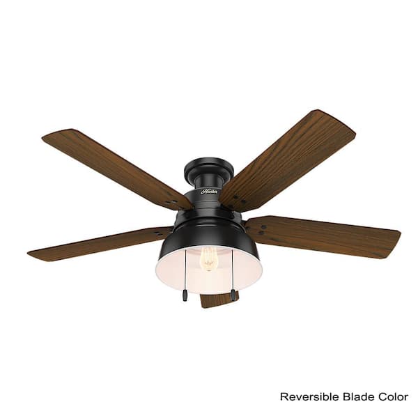 Hunter Mill Valley 52 In Led Indoor Outdoor Low Profile Matte Black Ceiling Fan With Light 59310 - Kitchen Ceiling Fans With Lights Menards
