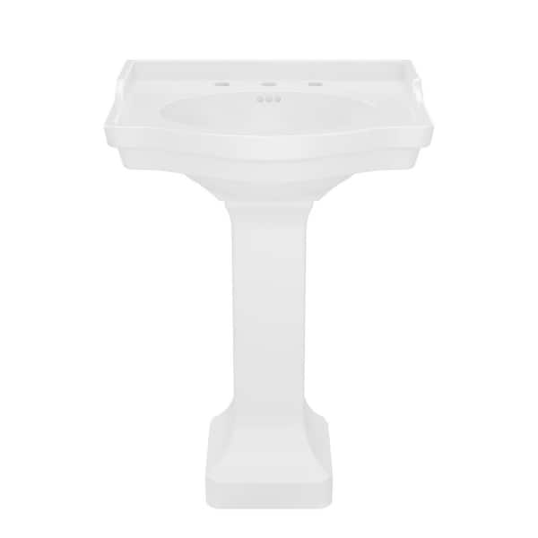 Nile 24 in. L x 19 in. W Pedestal Bathroom Sink Base in White Vitreous China with 8 in. Faucet Drilling
