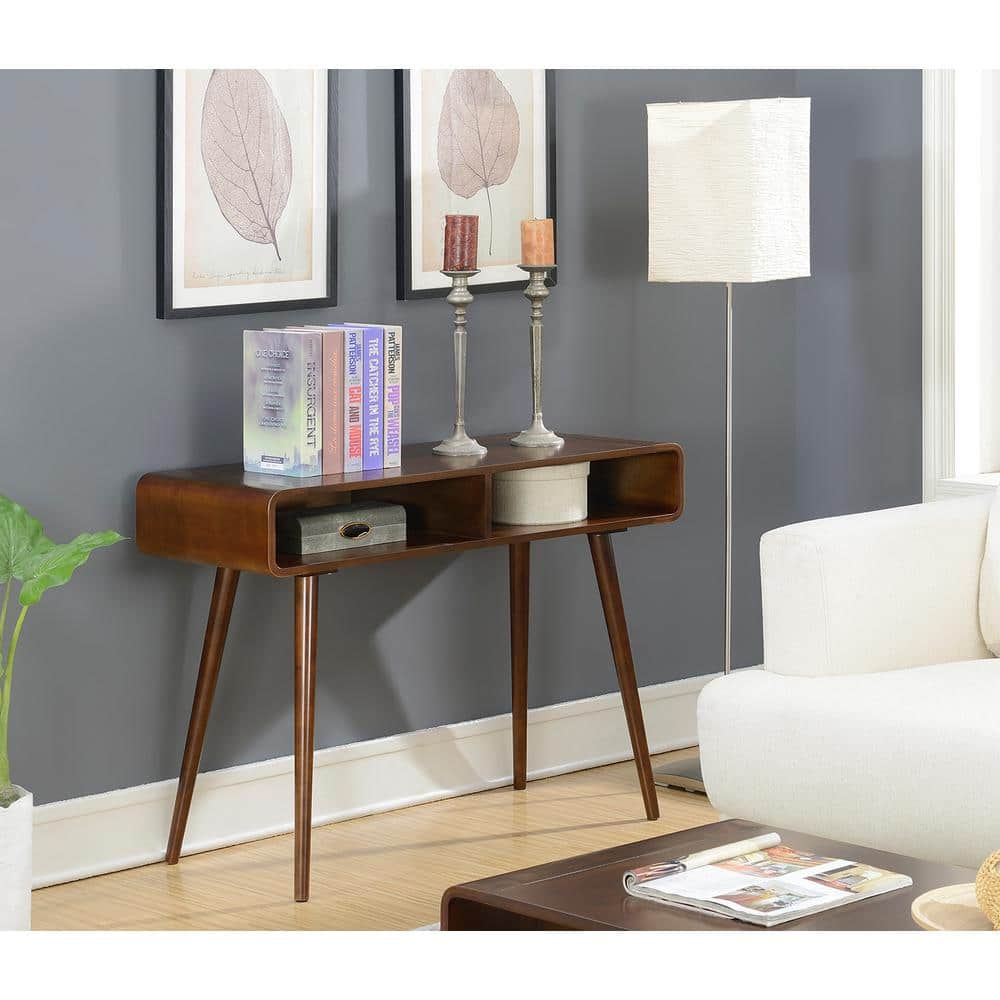Mid-Century Espresso Napa Console Table with Open Cubbies