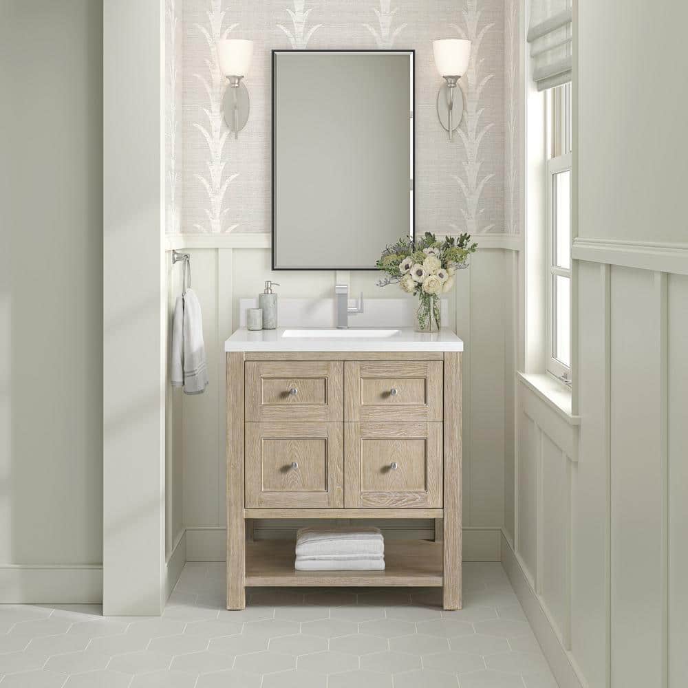 Breckenridge 30.0 in. W x 23.5 in. D x 34.18 in. H Single Bath Vanity in Whitewashed Oak with White Zeus Quartz Top price history on PriceWatchPro