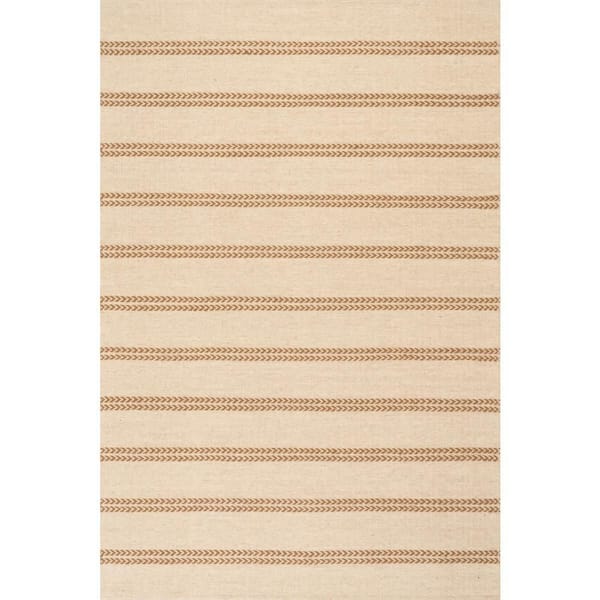 Nate Berkus x Rugs York Striped Wool Cozy Tan 5 ft. x 8 ft. Indoor Area Rug