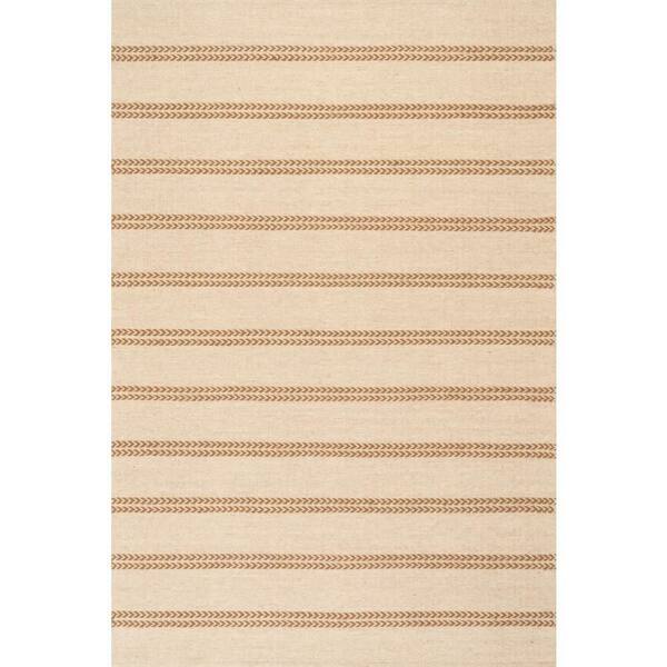 Nate Berkus x Rugs York Striped Wool Cozy Tan 9 ft. x 12 ft. Indoor Area Rug