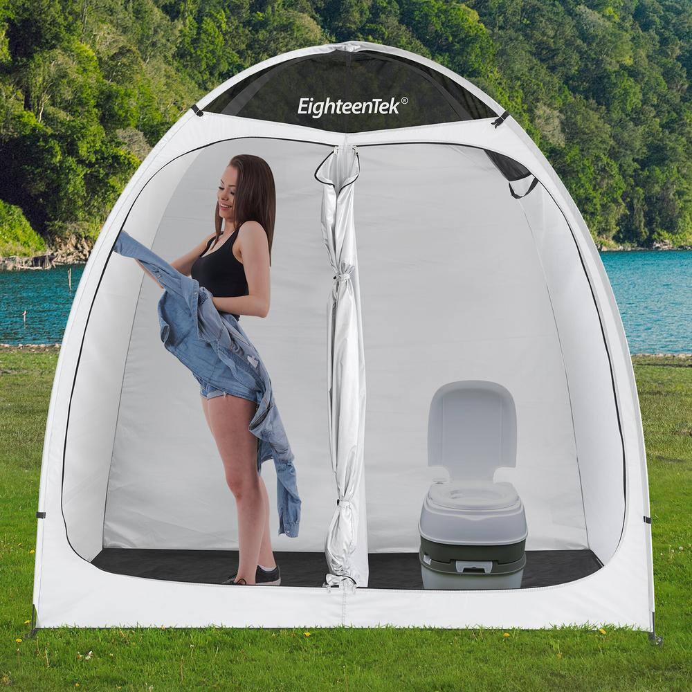 EighteenTek 2-Room White Polyester Camping Shower Tent