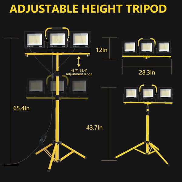 32000 Lumen LED Work Light Floodlight Tripod Plug-In AC Power 3