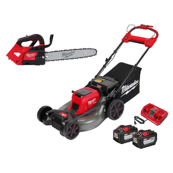 Milwaukee M18 FUEL 14 in. Top Handle 18V Lithium-Ion Brushless Cordless Chainsaw & M18 FUEL 21 in. Dual Battery Mower Kit