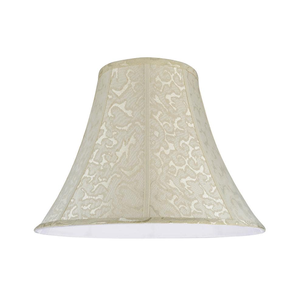 Off-White Jacquard Textured Fabric Bell Lamp Shade, 18"