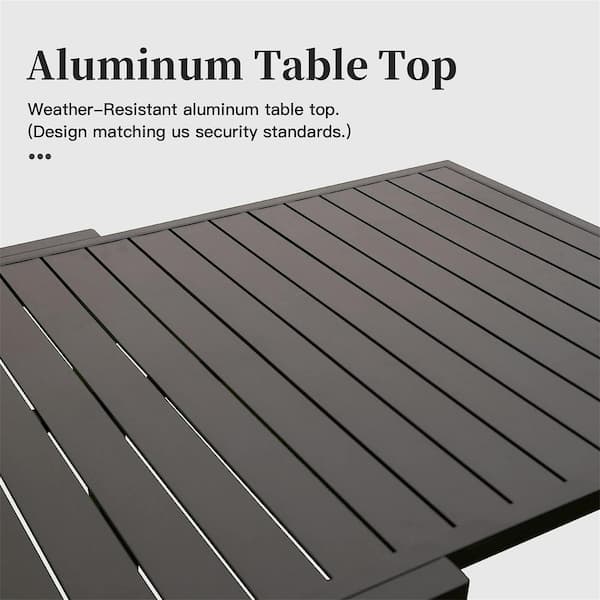 Metal Large Extendable Aluminum Patio Dining Table for 6-Person to 8-Person Rectangular Table(Dark-Brown 1 Table)