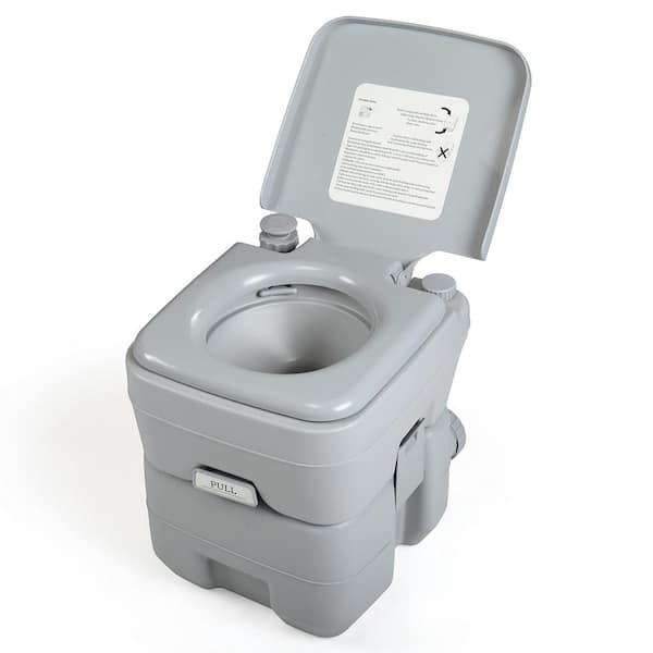 AUTMOON 5 Gal. Portable Toilet, Flush Potty, Travel Camping Outdoor, Gray