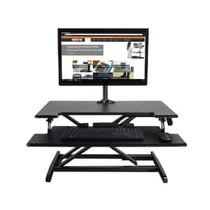 32.5 in. H Black Adjustable Standing Desk with Keyboard Tray