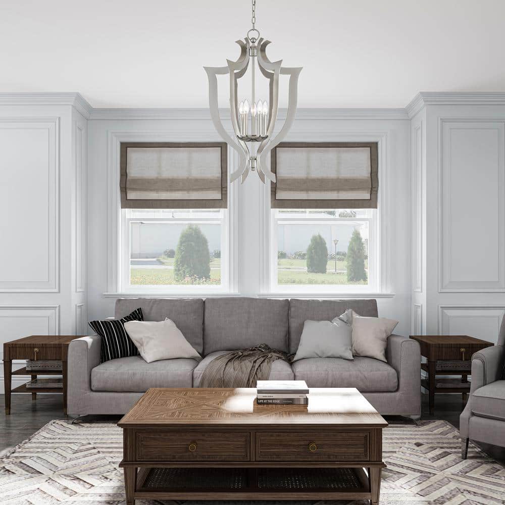 Polished Chrome 5-Light Candelabra Chandelier with Laser-Cut Design