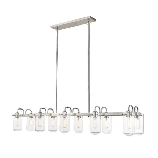 Delaney 10-Light Brushed Nickel Chandelier with Glass Shade 471-10L-BN ...